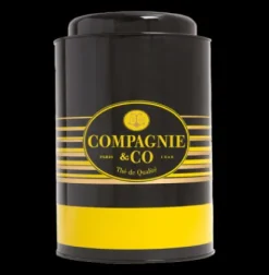 Clearance Compagnie & Co Empty 1Kg Tea Metal Tin color black and orange