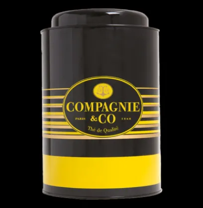 Clearance Compagnie & Co Empty 1Kg Tea Metal Tin color black and orange
